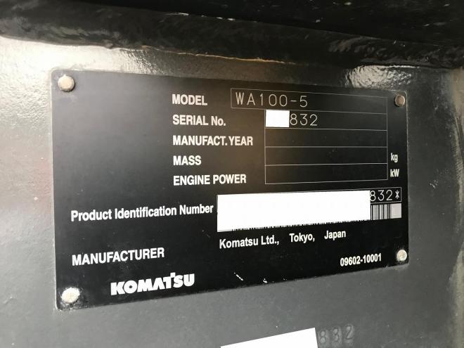 ホイールローダコマツ　中古　WA100-5　タイヤショベル　
