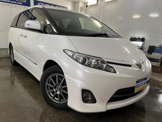 エスティマアエラス　Ｇエディション　本州仕入　寒冷地仕様　禁煙車　ＷＡＫＯＳバリアスコーティング済　純正１７インチＡＷ　社外１６ＡＷ＋スタッドレスタイヤ付　両側パワースライドドア　ストラーダナビ（フルセグ地デジ　ＤＶＤ再生　Ｂｌｕｅｔｏｏｔｈ）＋バックカメラ　ＰＵＳＨスタート　スマートキー　クルーズコントロール　タイミングチェーン車　フロントガラス熱線　ビルトインＥＴＣ　ＨＩＤ ヘッドライト　オットマン 4WD 2400 5Dr