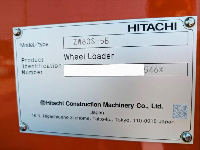 ホイールローダ日立　未使用　ZW80S-5B