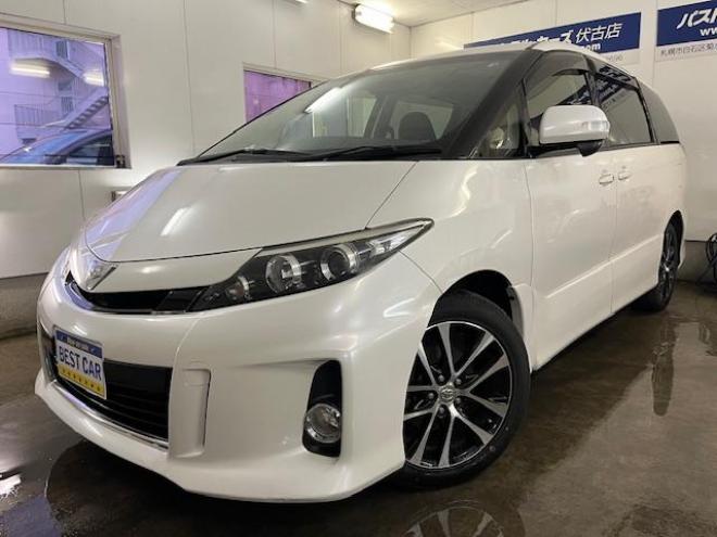 エスティマアエラス　本州仕入　後期型　寒冷地仕様　禁煙車　ＷＡＫＯＳバリアスコーティング済　純正ブラポリ１８インチＡＷ　社外１６ＡＷ＋スタッドレスタイヤ付　両側パワースライドドア　アルパインナビ（フルセグ地デジ　ＤＶＤ再生　Ｂｌｕｅｔｏｏｔｈ）＋バックカメラ　エンジンスターター　ＰＵＳＨスタート　スマートキー　クルーズコントロール　フロントガラス熱線　タイミングチェーン車　ビルトインＥＴＣ　ＨＩＤ ヘッドライト 4WD 2400 5Dr