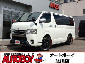 ハイエースバン　2.8 スーパーGL ダークプライムII ロングボディ ディーゼルターボ 4WD　TRDバンパー&アルパインBIG-X11インチ　　リアヒーター&クーラー　プッシュスタート　スマートキー　　両側スライドドア　ドライブレコーダー　ETC　車線逸脱防止　横滑り防止装置　電動格納ミラー　ベッドキッド 2800
