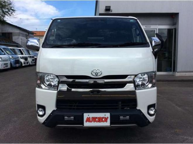 ハイエースバン2.8 スーパーGL ダークプライムII ロングボディ ディーゼルターボ 4WD　TRDバンパー&アルパインBIG-X11インチ　　リアヒーター&クーラー　プッシュスタート　スマートキー　　両側スライドドア　ドライブレコーダー　ETC　車線逸脱防止　横滑り防止装置　電動格納ミラー　ベッドキッド 2800