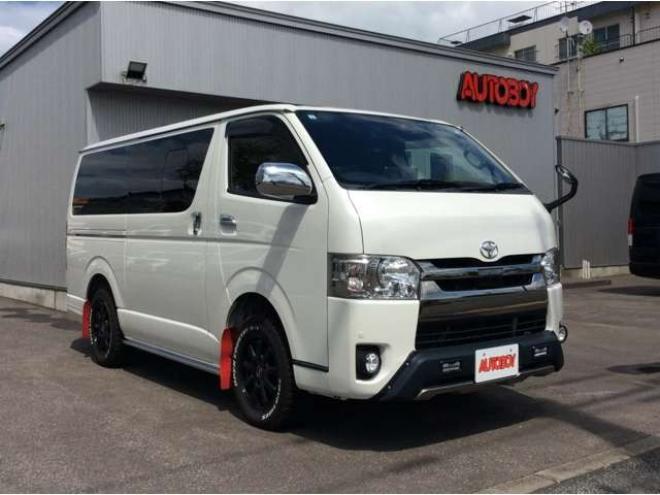 ハイエースバン2.8 スーパーGL ダークプライムII ロングボディ ディーゼルターボ 4WD　TRDバンパー&アルパインBIG-X11インチ　　リアヒーター&クーラー　プッシュスタート　スマートキー　　両側スライドドア　ドライブレコーダー　ETC　車線逸脱防止　横滑り防止装置　電動格納ミラー　ベッドキッド 2800