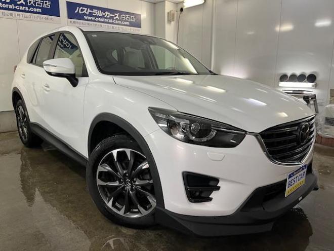 CX-5ＸＤ　Ｌパッケージ　本州仕入　寒冷地仕様　禁煙車　ＷＡＫＯＳバリアスコーティング済　スカイアクティブディーゼルターボ　ＧＲｅｄｄｙフロントスポイラー　純正１９インチＡＷ　社外１７ＡＷ＋スタッドレスタイヤ付　純正ナビ（フルセグ地デジ　Ｂｌｕｅｔｏｏｔｈ）＋バックカメラ＆サイドカメラ　純正レザーシート　レーダークルーズコントロール　ブラインドスポット　車線逸脱警報　ＬＥＤヘッドライト　両席シートヒーター　アドバンスキー　ドラレコ　横滑り防止装置　ＥＴＣ 4WD 2200 5Dr