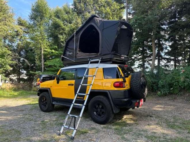 FJクルーザー4.0 カラーパッケージ 4WD　INTREPIDキャンプギアルーフテント　社外10インチナビ　バックカメラ　前後ドラレコ　パワステ　パワーウィンドウ　アルミ　ABS　キーレス　ETC 4000