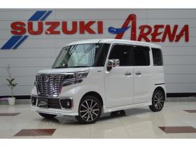 スペーシア　カスタム ハイブリッド XSターボ 4WD　ワンオーナー車ハイブリッド4WDターボセーフティサポート搭載デュアルカメラブレーキサポート後退時ブレーキサポート両側オートスライドドア全方位モニター付8インチナビTVバックカメラアダプティブクルコンLED 660