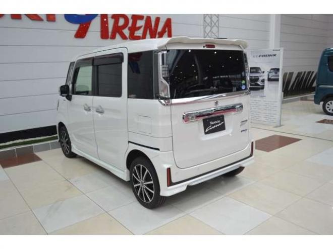 スペーシアカスタム ハイブリッド XSターボ 4WD　ワンオーナー車ハイブリッド4WDターボセーフティサポート搭載デュアルカメラブレーキサポート後退時ブレーキサポート両側オートスライドドア全方位モニター付8インチナビTVバックカメラアダプティブクルコンLED 660