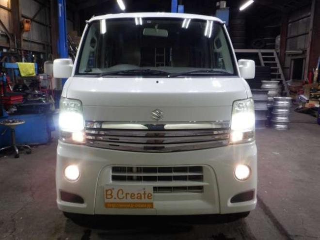 エブリィワゴン PZターボ ディスチャージヘッドランプ装着車 4WD　本州仕入・ナビ・TV・Bカメラ・パワスラ・シートヒーター・キーレス・HID・ETC・社外エンスタ・フォグランプ・オートエアコン・リアヒーター・電動格納・ドアバイザーDVD再生 660