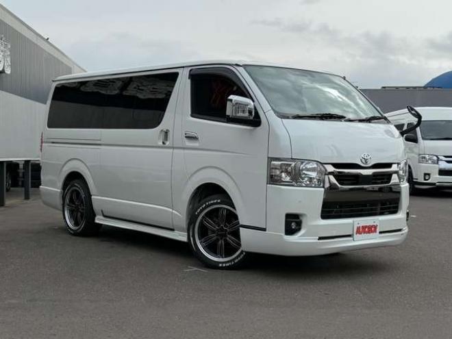 ハイエースバン2.8 スーパーGL ダークプライムII ロングボディ ディーゼルターボ 4WD　ワンオーナー 寒冷地仕様 パノラミックビューモニター デジタルインナーミラー 415COBRA CL-3フロントリップ CL-2サイドステップ　CL-ステップリアバンパー　ステージ2　バッドラッカー18インチアルミ　トーヨーH30 2800