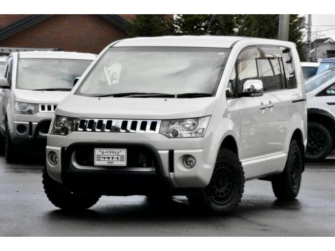 デリカD:5 Chamonix　４WD　本州仕入　１オーナー　ジオランダーＭ／Ｔ　新品フロントガード　両側電動スライドドア　シートヒーター　シートカバー付き