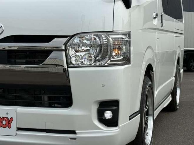 ハイエースバン2.8 スーパーGL ダークプライムII ロングボディ ディーゼルターボ 4WD　ワンオーナー 寒冷地仕様 パノラミックビューモニター デジタルインナーミラー 415COBRA CL-3フロントリップ CL-2サイドステップ　CL-ステップリアバンパー　ステージ2　バッドラッカー18インチアルミ　トーヨーH30 2800