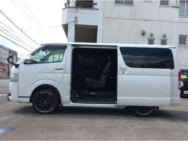 レジアスエース2.8 スーパーGL ダークプライムII ロングボディ ディーゼルターボ 4WD　バン　TRDバンパー&アルパインBIG-X11型　リアヒーター&クーラー　プッシュスタート　スマートキー　　両側スライドドア　ドラレコ　ETC　車線逸脱防止　横滑り防止装置　電動格納ミラー　ベッドキッド 2800