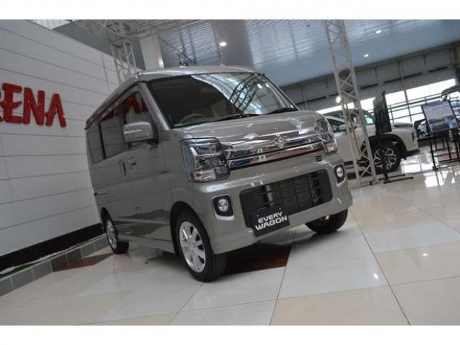 エブリィワゴン PZターボ 4WD　届出済未使用車4WDターボハイルーフスズキセーフティサポート純正バックカメラ付ディスプレイオーディオ左オートスライドドアハイビームアシストLEDライト横滑り防止装置シートヒーター 660