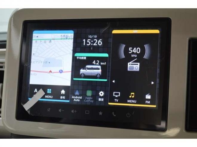 ワゴンRスマイルハイブリッド X 4WD　クリームコーデセーフティサポートスズキコネクト対応9インチ全方位ナビLEDハイブリット4WDセーフティサポート搭載アイドリングストップハイビームアシストLEDライト両側オートスライドドアパーキングセンサー 登録済未使用車 660