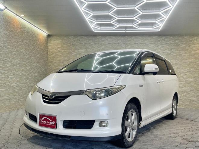 エスティマハイブリッドハイブリッド2.4G 4WD 5年保証 スマキー 両側パワスラ ナビ Bカメ ETC 寒冷地仕様 禁煙 車検整備2年付