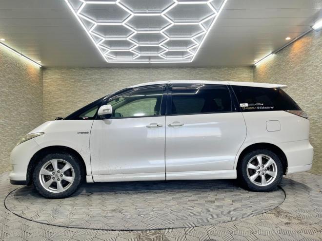 エスティマハイブリッドハイブリッド2.4G 4WD 5年保証 スマキー 両側パワスラ ナビ Bカメ ETC 寒冷地仕様 禁煙 車検整備2年付