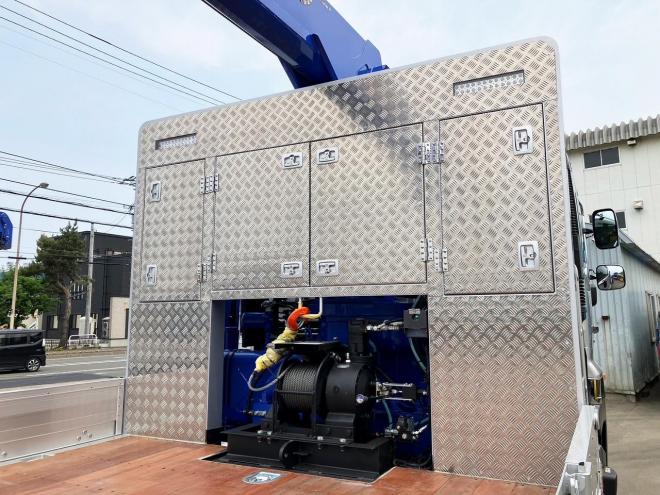 プロフィア未使用　4段ラジコンクレーン車　セルフローダー　重機運搬車ウインチ付　大型トラック　nsl