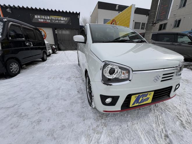 アルトALTO TURBO RS 4WD本州仕入　寒冷地仕様　ブレーキアシスト　TURBO 5AG 純正ワンセグナビ　シートヒーター　HIDヘッド　PUSHスタート　スマートキースペアー有　１５インチアルミ　エンジンオイル交換　スタットレス付　スポーツマフラー付　ETC 4WD 660 ５Dr