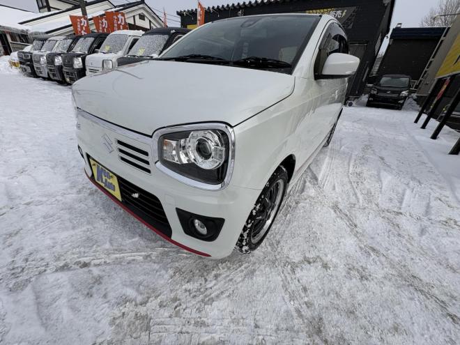 アルトALTO TURBO RS 4WD本州仕入　寒冷地仕様　ブレーキアシスト　TURBO 5AG 純正ワンセグナビ　シートヒーター　HIDヘッド　PUSHスタート　スマートキースペアー有　１５インチアルミ　エンジンオイル交換　スタットレス付　スポーツマフラー付　ETC 4WD 660 ５Dr