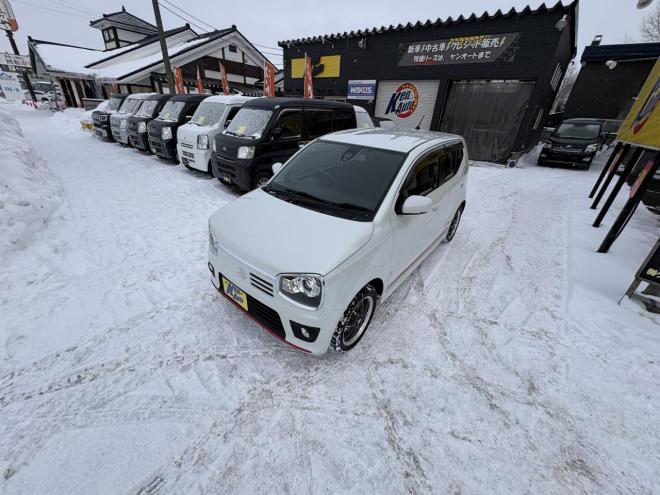アルトALTO TURBO RS 4WD本州仕入　寒冷地仕様　ブレーキアシスト　TURBO 5AG 純正ワンセグナビ　シートヒーター　HIDヘッド　PUSHスタート　スマートキースペアー有　１５インチアルミ　エンジンオイル交換　スタットレス付　スポーツマフラー付　ETC 4WD 660 ５Dr