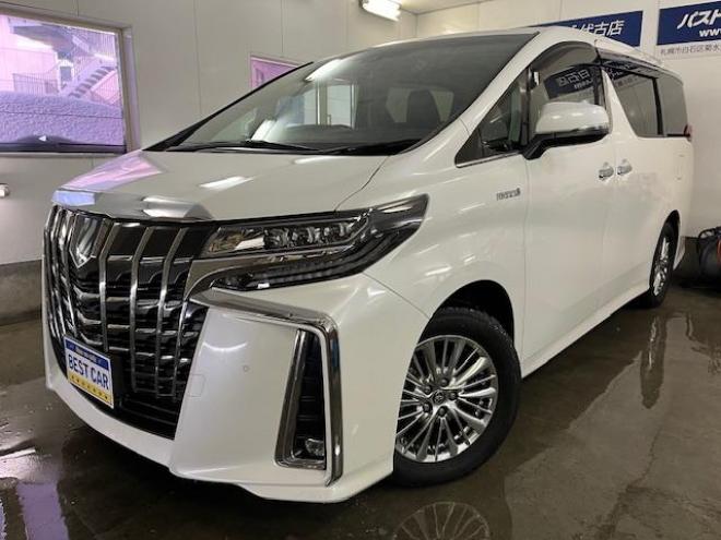 アルファードハイブリッドＳＲ　本州仕入　寒冷地仕様　禁煙車　純正ブラックレザーシート　純正１７インチＡＷ　社外１６ＡＷ＋スタッドレスタイヤ付　純正ナビ　地デジ　Ｂｌｕｅｔｏｏｔｈオーディオ　純正リアフリップダウンモニター　ＥＴＣ 4WD 2500 5Dr