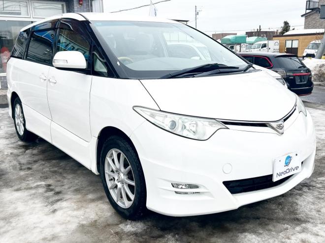 エスティマ2.4アエラスGエディション 4WD　ローンが不安な方＜優遇ローン＞寒冷地仕様　両側パワースライドドア　後席モニター　純正ナビ 4WD