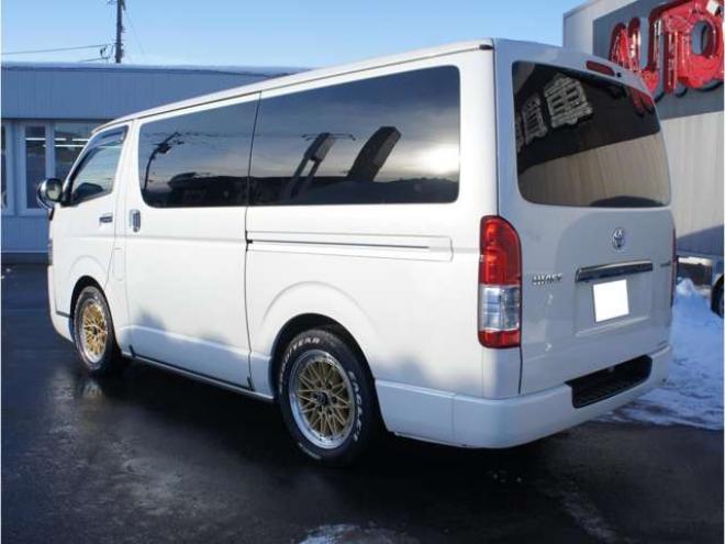 ハイエースバン2.8 スーパーGL ダークプライムII ロングボディ ディーゼルターボ 4WD　ワンオーナー　メモリーナビTV　バックカメラ　ワークエクストラップ17インチAW　ローダウン　415コブラフロントスポイラー　両側パワースライドドア　AC100V　トヨタセーフティセンス　寒冷地仕様 2800