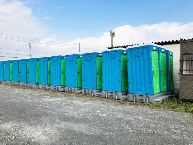 仮設トイレ中古　簡易水洗トイレ　シングル　仮設資材