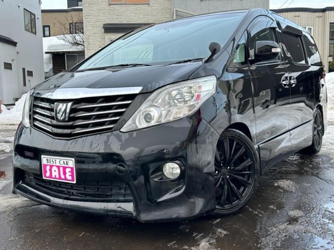 アルファード2.4 240S 4WD　片側パワースライドドア　社外ナビ　地デジ　ビルトインETC　横滑り防止装置　コーナーセンサー　社外19インチアルミホイール夏　プッシュスタート 2400