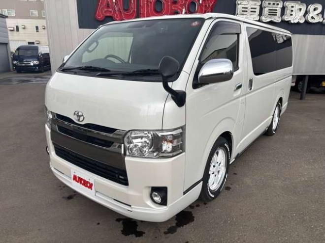 レジアスエース2.8 スーパーGL ダークプライムII ロングボディ ディーゼルターボ 4WD　415COBRA　クリーンルック3フロントスポイラー　ステージ2ルーフスポイラー　バッドラッカーIII17インチAW　ヨコハマPARADA215/60R17　両側パワースライドドア　ETC 2800