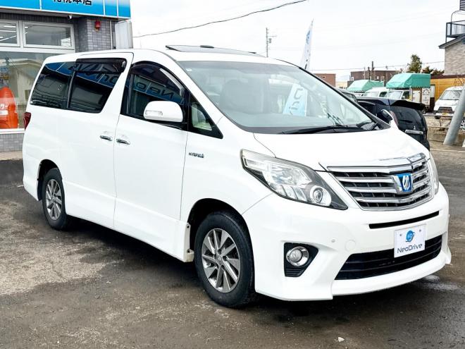 アルファードハイブリッドハイブリッド2.4SR 4WD　ローンが不安な方＜優遇ローン＞　本州仕入 ダブルサンルーフ　純正SDナビTV　両側パワースライド 4WD 2400 5Dr