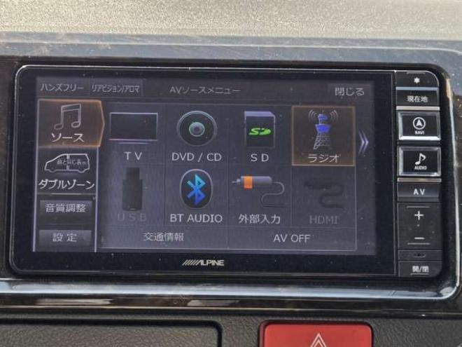 ハイエースバン2.7 スーパーGL ダークプライム ワイド ミドルルーフ ロングボディ 4WD　寒冷地仕様　パワスラ　リアヒーター&クーラー　プッシュスタート　スマートキー　ウッドコンビステアリング&シフトノブ　ハーフレザーシート　ドラレコ　バックカメラ　ETC　メモリナビ　フルセグTV　Bluetooth 2700