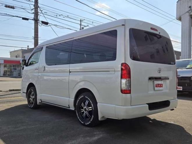 ハイエースバン2.7 スーパーGL ダークプライム ワイド ミドルルーフ ロングボディ 4WD　寒冷地仕様　パワスラ　リアヒーター&クーラー　プッシュスタート　スマートキー　ウッドコンビステアリング&シフトノブ　ハーフレザーシート　ドラレコ　バックカメラ　ETC　メモリナビ　フルセグTV　Bluetooth 2700