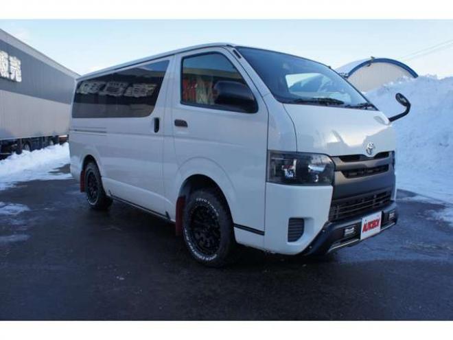 ハイエースバン2.8 DX ロング GLパッケージ ディーゼルターボ 4WD　Bカメラ　TRDフロントスポイラー　マッドフラップ　エセックス16インチアルミ　オープンカントリーRT　LEDヘッドライト　Wエアバッグ　AC100V　8人乗り構造変更済　寒冷地仕様　リアヒーター&エアコン 2800