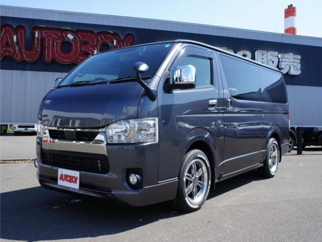 ハイエースバン2.8 スーパーGL ダークプライムII ロングボディ ディーゼルターボ 4WD　415COBRA　クリーンルック3 Fスポイラー&BY2Neoボンネット&ステージ2ルーフスポイラー&バッドラッカー17インチAW&フラットベッドキット　ヨコハマPARADA215/60R17　両側パワースライドドア　デジタルインナー 2800