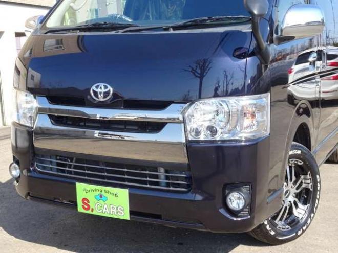 ハイエースバン3.0 スーパーGL ダークプライム ロングボディ ディーゼルターボ 4WD　本州車　4WD　3.0ディーゼルターボ　ダークプライム　新品タイミングベルト/ウォーターポンプ交換込　DELF&NASCARホワイトレタータイヤ　バックカメラ　本革巻黒木目ハンドル　メッキグリル　LEDヘッドライト ETC 3000