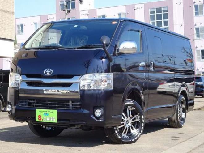 ハイエースバン3.0 スーパーGL ダークプライム ロングボディ ディーゼルターボ 4WD　本州車　4WD　3.0ディーゼルターボ　ダークプライム　新品タイミングベルト/ウォーターポンプ交換込　DELF&NASCARホワイトレタータイヤ　バックカメラ　本革巻黒木目ハンドル　メッキグリル　LEDヘッドライト ETC 3000