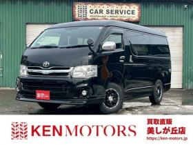 ハイエース　2.7 GL ロング ミドルルーフ 4WD　10人乗り　パワステ　パワーウィンドウ　エアコン　社外ナビ　後席モニター　キーレスエントリー　片側スライドドア　盗難防止装置　フロントモデリスタ 2700