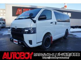 ハイエースバン　2.8 DX ロング GLパッケージ ディーゼルターボ 4WD　Bカメラ　TRDフロントスポイラー　マッドフラップ　エセックス16インチアルミ　オープンカントリーRT　LEDヘッドライト　Wエアバッグ　AC100V　8人乗り構造変更済　寒冷地仕様　リアヒーター&エアコン 2800