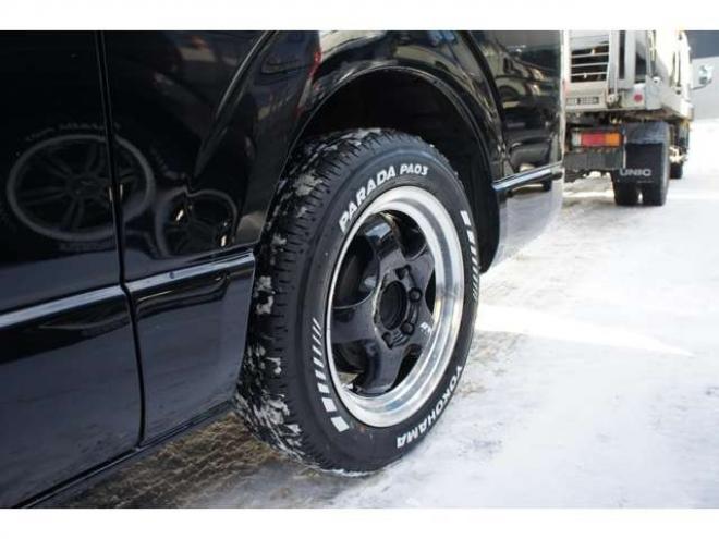 ハイエース2.7 GL ロング ミドルルーフ 4WD　社外メモリーナビTV　バックカメラ　ワークエクストラップ17インチアルミ　415コブラフロントスポイラー　パワースライドドア　LEDヘッドライト　Wエアバック　スマートキー　AC100V 2700