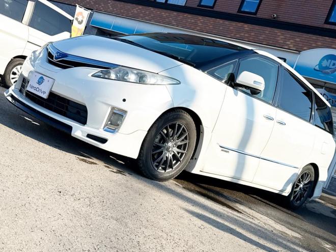 エスティマハイブリッドハイブリッド2.4X 4WD　ローンが不安な方＜優遇ローン＞　本州仕入　寒冷地仕様 フルエアロ　社外ナビ 4WD 2400 5Dr