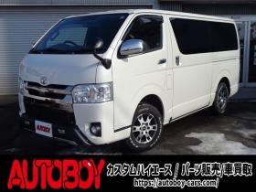 レジアスエース　2.8 スーパーGL ダークプライムII ロングボディ ディーゼルターボ 4WD　ワンオーナー　TRDフロントスポイラー　TRD　TF7Aアルミホイール　両側パワースライドドア　リアヒーター　純正ナビ　フルセグ　Bluetooth　レーダーブレーキ　荷室ダウンライト　車線逸脱警報 2800