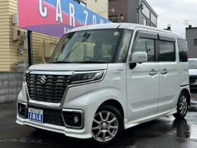 スペーシア　カスタム ハイブリッド XSターボ 4WD　両側パワースライドドア　ナビ　Bluetooth　プッシュスタート　アイドリングストップ　ビルトインETC　コーナーセンサー　レーンキープアシスト　衝突軽減ブレーキ　横滑り防止装置　前席シートヒーター 660