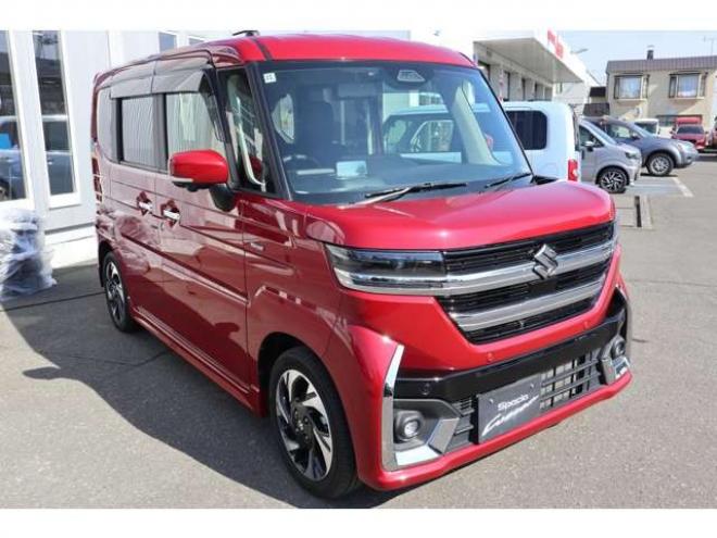 スペーシアカスタム ハイブリッド XS 4WD　純正フルセグナビ　全方位カメラ　社外ミラー型ドラレコ　ETC　電動パーキングブレーキ　ヘッドアップディスプレイ　シートヒーター　スリムサーキュレーター　両側電動スライドドア 660