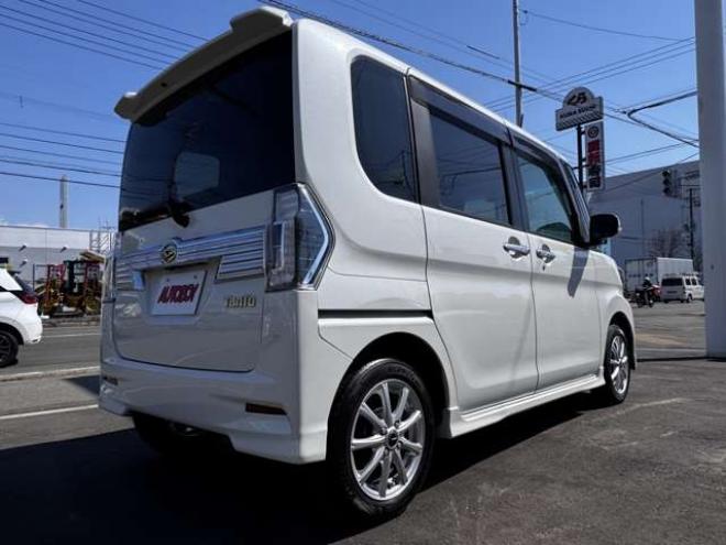 タントカスタム RS トップエディション SAIII 4WD　スマートキー・プッシュスタート・純正8incSDナビ・フルセグTV・BT・バックカメラ・片側シートヒーター・アイドリングストップ・横滑り防止・両側スライドドア・LEDヘッドライト・ETC・シートカバー 660