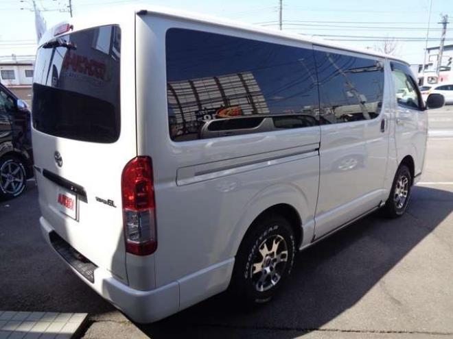 レジアスエース2.8 スーパーGL ダークプライムII ロングボディ ディーゼルターボ 4WD　ワンオーナー　TRDフロントスポイラー　TRD　TF7Aアルミホイール　両側パワースライドドア　リアヒーター　純正ナビ　フルセグ　Bluetooth　レーダーブレーキ　荷室ダウンライト　車線逸脱警報 2800