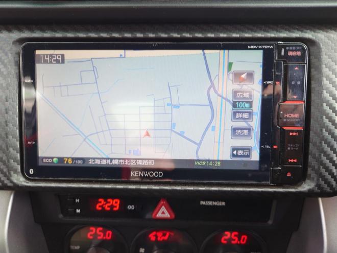 86GT　ワンオーナー　社外ケンウッドナビ・TV・バックカメラ・Bluetooth　ETC　 オートライト機能　パドルシフト　マニュアルモード付きAT　プッシュスタート　スマートキー　VSC　カタログ燃費JC08モード11.8㎞/L　社外17インチホイール＆夏タイヤ　純正17インチホイール＆冬タイヤ　 2000　2Dr