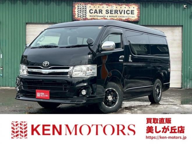 ハイエース2.7 GL ロング ミドルルーフ 4WD　10人乗り　パワステ　パワーウィンドウ　エアコン　社外ナビ　後席モニター　キーレスエントリー　片側スライドドア　盗難防止装置　フロントモデリスタ 2700