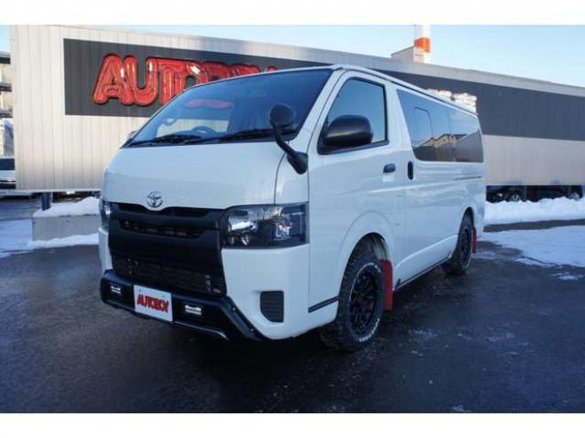 ハイエースバン2.8 DX ロング GLパッケージ ディーゼルターボ 4WD　Bカメラ　TRDフロントスポイラー　マッドフラップ　エセックス16インチアルミ　オープンカントリーRT　LEDヘッドライト　Wエアバッグ　AC100V　8人乗り構造変更済　寒冷地仕様　リアヒーター&エアコン 2800