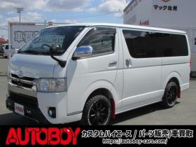 レジアスエース　2.8 スーパーGL ダークプライムII ロングボディ ディーゼルターボ 4WD　バン　TRDバンパー&アルパインBIG-X11型　リアヒーター&クーラー　プッシュスタート　スマートキー　　両側スライドドア　ドラレコ　ETC　車線逸脱防止　横滑り防止装置　電動格納ミラー　ベッドキッド 2800